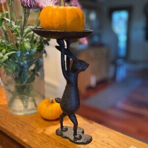 Cast Iron Rabbit Candle/Card Holder in Antiqued Bronze Finish